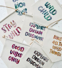 Load image into Gallery viewer, Leo & Wilf X Fin & Nox - Good Vibes Only Banner - Fuchsia / Purple Rainbow Opal