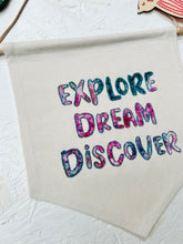 Load image into Gallery viewer, Leo & Wilf X Fin & Nox - Explore Dream Discover Banner - Fuchsia / Teal Rainbow Opal