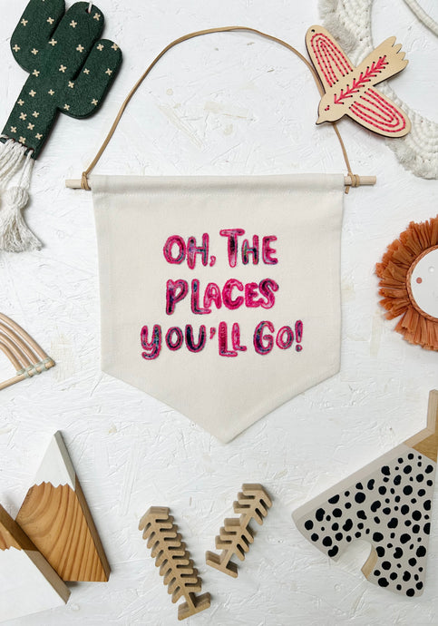 Leo & Wilf X Fin & Nox - Oh, The Places You’ll Go Banner - Fuchsia Rainbow Opal